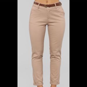Belted khaki pants